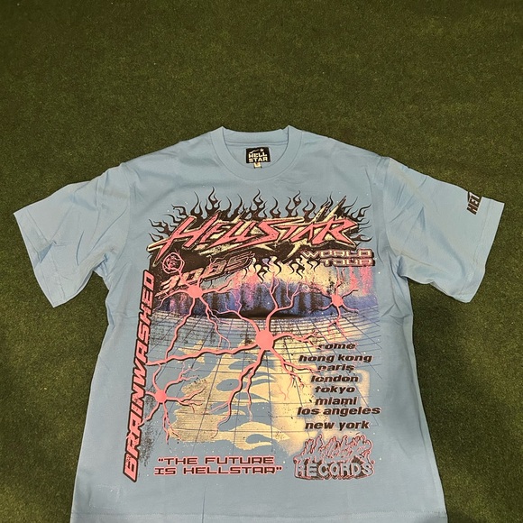 Hellstar Light Blue Graphic Men's Shirt - Picture 1 of 3